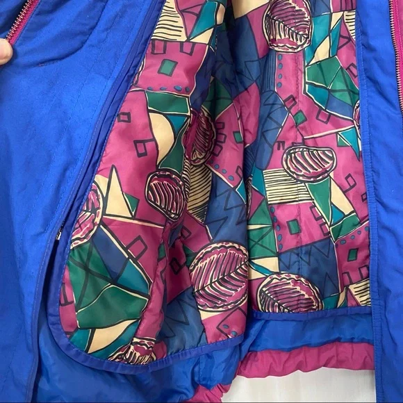 Vintage London Fog Pink Blue Puffer Jacket Warm Winter Coat womens size small - Picture 4 of 10